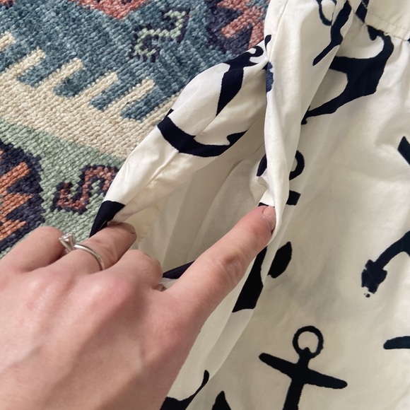 J. Crew dizzy anchors mini dress sleeveless flouncy ruffle cream blue size 2 - Picture 12 of 16
